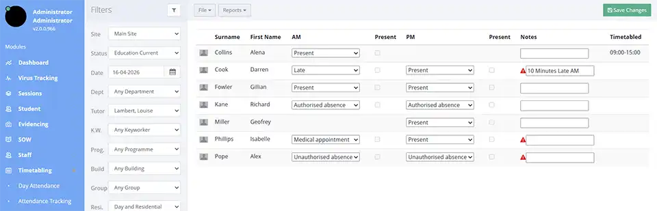 am pm attendance tracking